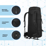 ALPINE 55L Travel Backpack Front & Top Loading Bag for Men & Women - Black