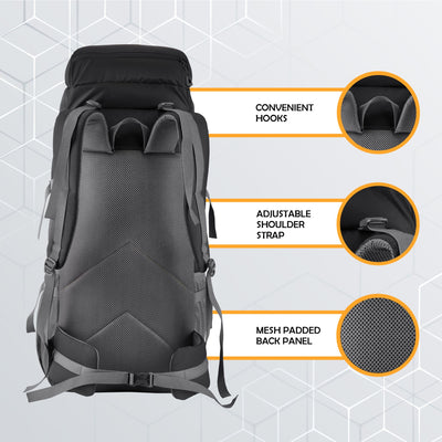 EMBER 60 L Travel Backpack Hiking Trekking Bag for Men & Women - Black