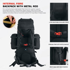 Thunderstorm 90L Rucksack for Men & Women with Shoe Compartment & Water-Resistant Fabric - black