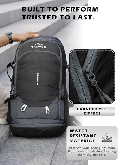 ALPHA 50 L  Water Resistant Daypack Bag for Cycling, trekking - Grey