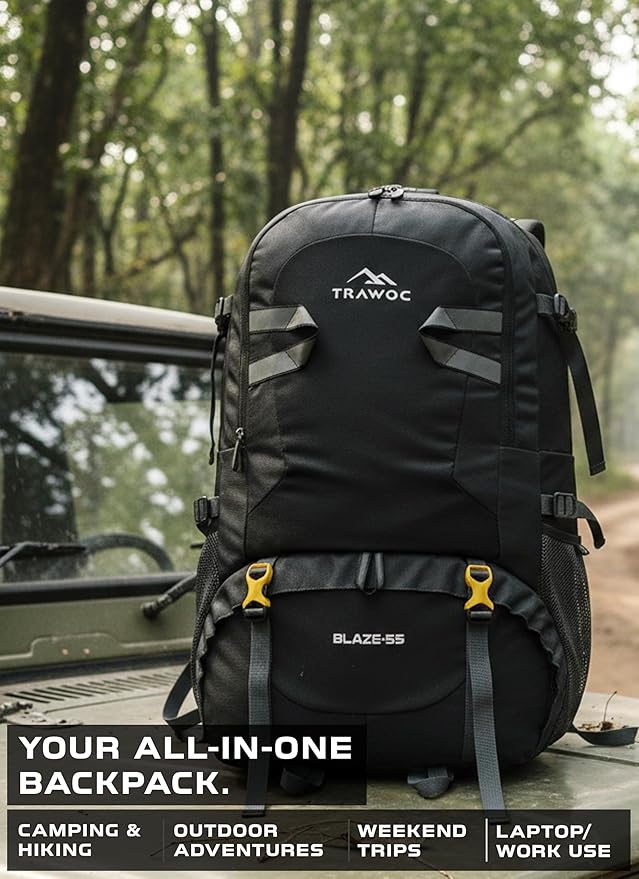 BLAZE 55 L Travel Backpack Daypack  for Camping Hiking Trekking -Black