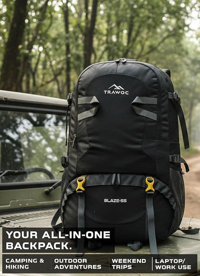 BLAZE 55 L Travel Backpack Daypack  for Camping Hiking Trekking -Black