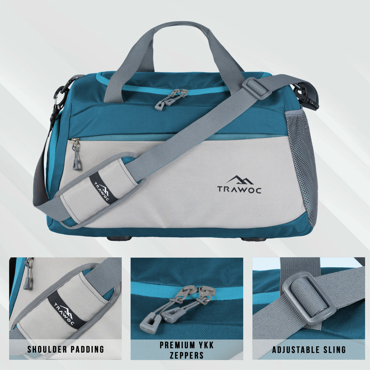 TMPB01 - 40L Duffle Bag, Travel Weekender Bag for men & women with Shoe Compartment, Water-Resistant - English Blue
