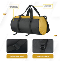 TMPB02 - 30L Gym, Sports & Travel Duffle , Unisex Duffel Bag with Shoe Compartment - Yellow