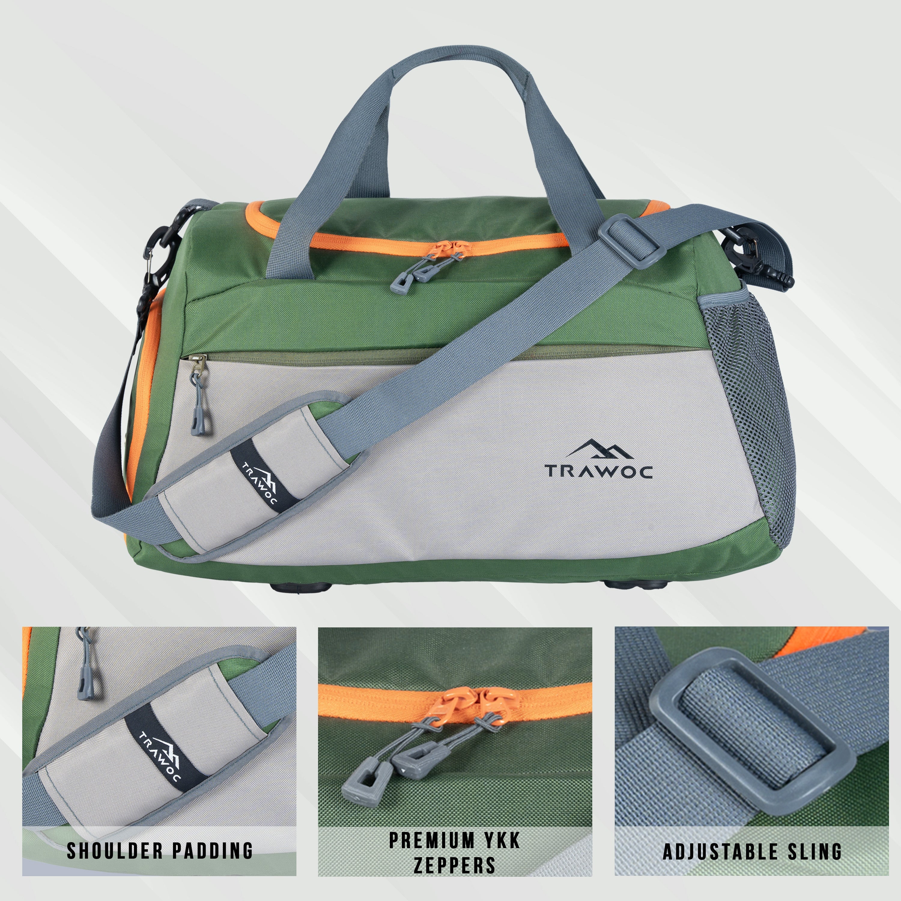 TMPB01 - 40L Duffle Bag, Travel Weekender Bag for men & women with Shoe Compartment, Water-Resistant - Green