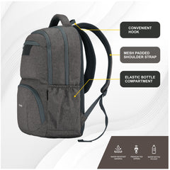 TPB04 - 30L Laptop Backpack   16-Inch Compartment, USB Charging Port -Ash brown