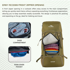 IGNITE 50 L travel Bag Front & Top Open Backpack with Rain Cover and Shoe Compartments-yellow