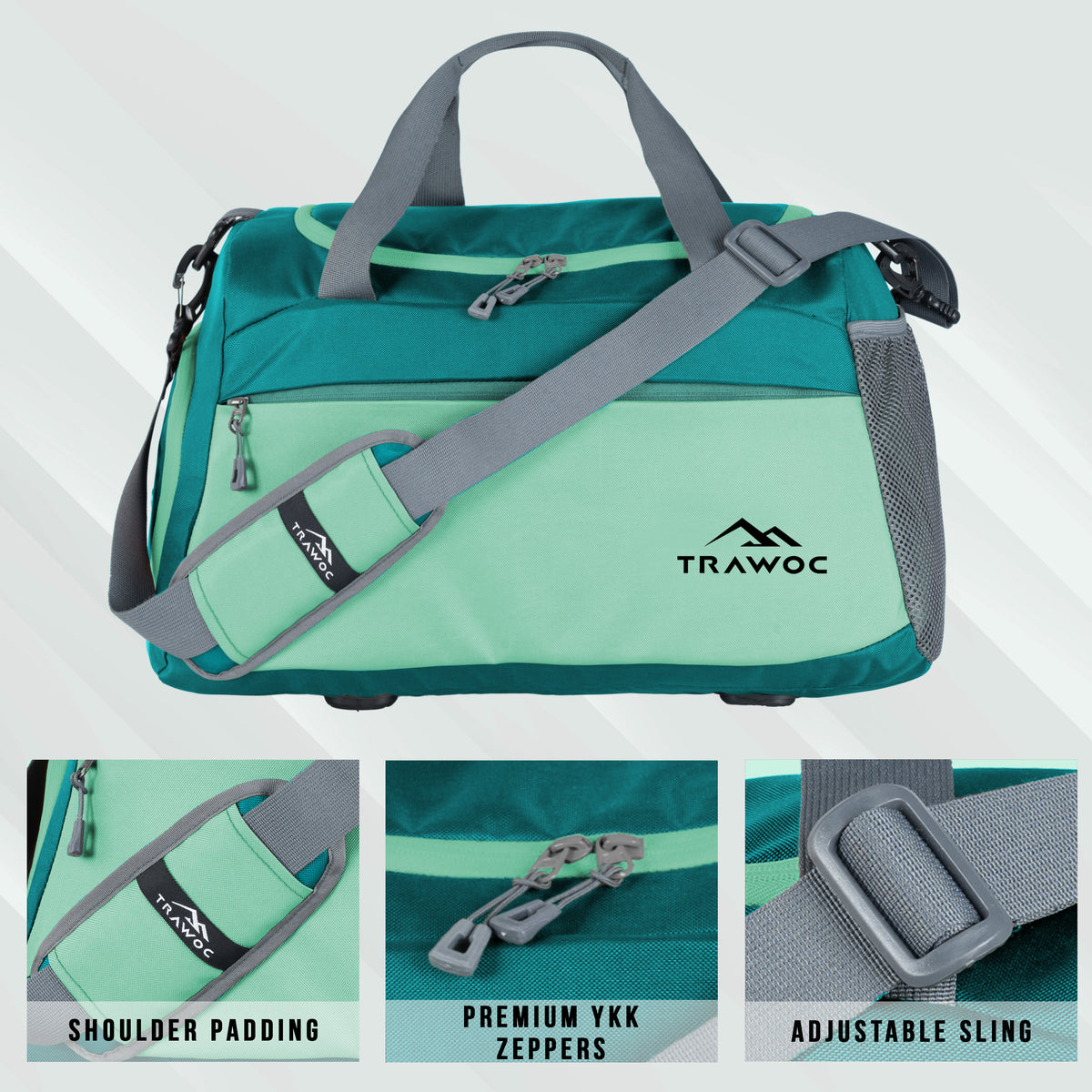 TMPB01 -  40L Duffle Bag, Travel Weekender Bag for men & women with Shoe Compartment, Water-Resistant -Shamrock