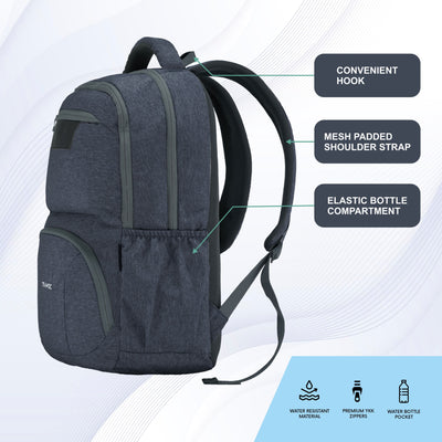 TPB04 - 30L Laptop Backpack   16-Inch Compartment, USB Charging Port -Ash blue