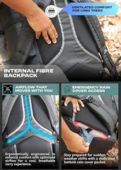 Wayfarer 80L Travel Backpack with Water-Resistant Fabric & Laptop Compartment – Grey