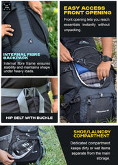 Peakpro 75 L Backpack featuring with Laptop Compartment & with Shoe Compartment – Grey