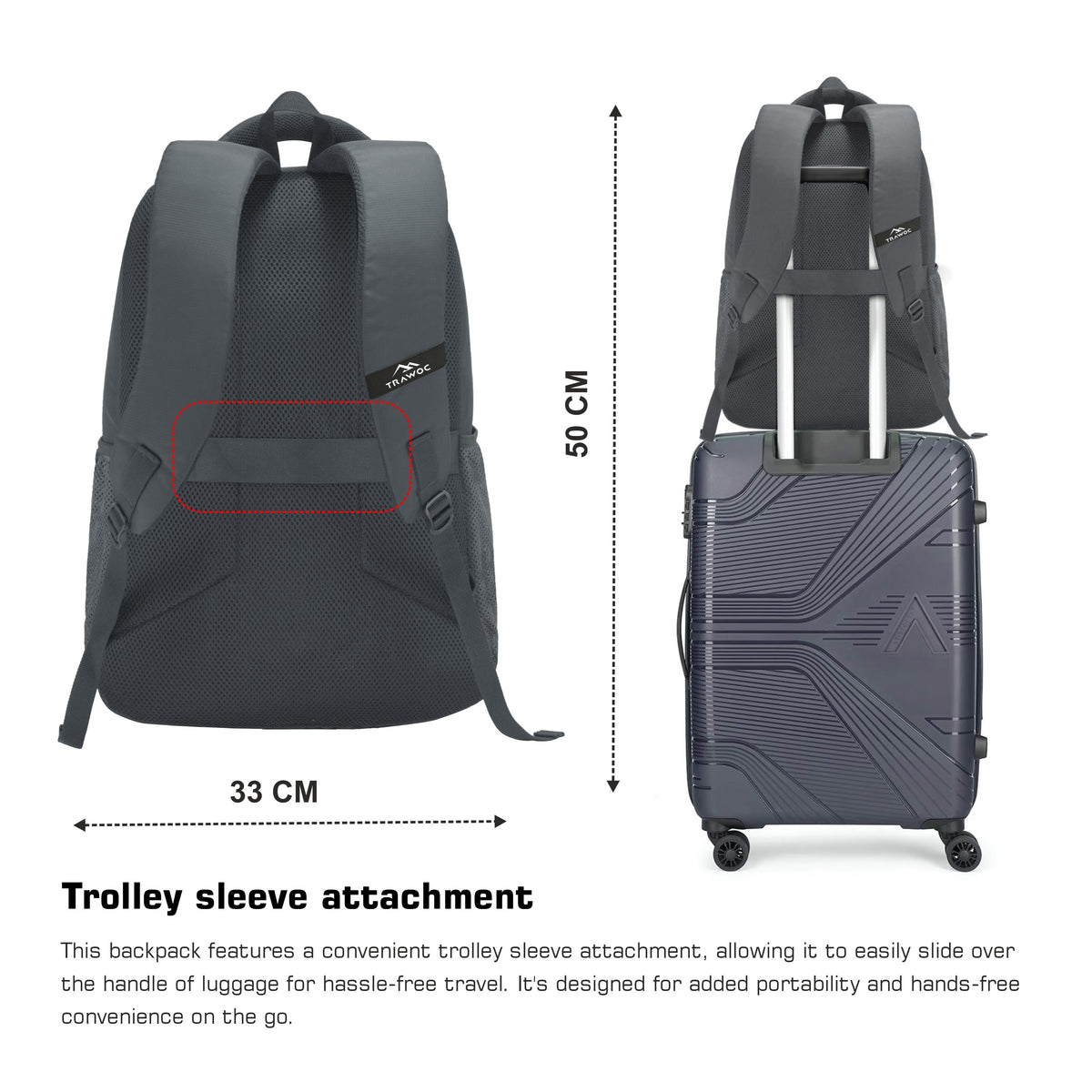 TPB05 - 35L Office & Travel Bag with 16-Inch Padded Laptop Compartment, USB Charging Port - Grey