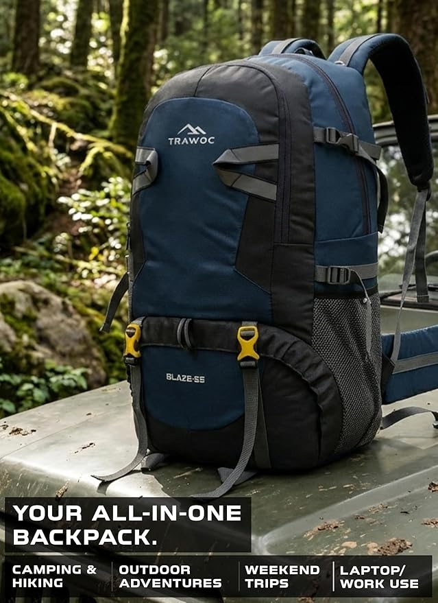 BLAZE 55 L Travel Backpack Daypack  for Camping Hiking Trekking -Navyblue