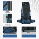 Venture Pro 65 L Travel Backpack with Rain Cover & with Laptop Compartment - English Blue