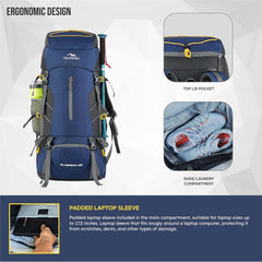 Flyspeck 65 L Travel Backpack with Lightweight Build & with Multi-Pocket Design – NavyBlue(clearance sale)