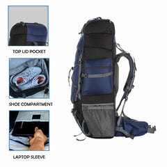 Peakpro 75 L Backpack featuring with Laptop Compartment & with Shoe Compartment – Blue