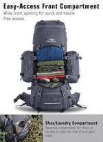 Thunderstorm 90L Rucksack for Men & Women with Shoe Compartment & Water-Resistant Fabric - Grey