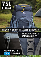 Valor Max 75 L Backpack with Ergonomic Shoulder Straps & Shoe Compartment-Grey