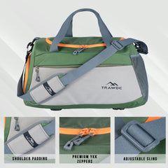 TMPB01 -  40L Duffle Bag, Travel Weekender Bag for men & women with Shoe Compartment, Water-Resistant -Green