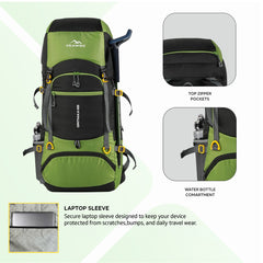 GRITMAX 55 L  Front & Top Open Backpack for Hiking Trekking  Bag for Men & Women with Rain Cover-Green