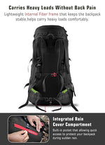 FUSION X 50 L internal frame Bag with Rain Cover and Shoe Compartment - Black