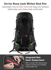 FUSION X 50 L internal frame Bag with Rain Cover and Shoe Compartment-Black