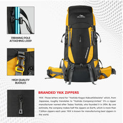 Terrabound 60 L Rucksack featuring  Shoe Compartment & Durable Zippers – Yellow