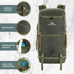 STEALTH 40L  Backpack for Men and Women,with Rain Cover & Shoe Compartment-Huntergreen