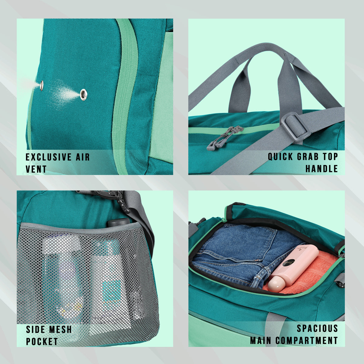 TMPB01 -  40L Duffle Bag, Travel Weekender Bag for men & women with Shoe Compartment, Water-Resistant -Shamrock