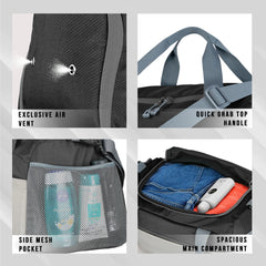 TMPB01 -  40L Duffle Bag, Travel Weekender Bag for men & women with Shoe Compartment, Water-Resistant -Black