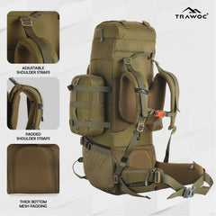 Thunderstorm 90L Rucksack for Men & Women with Shoe Compartment & Water-Resistant Fabric - Olivegreen