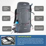 IGNITE 50 L travel Bag Front & Top Open Backpack with Rain Cover and Shoe Compartments - Grey