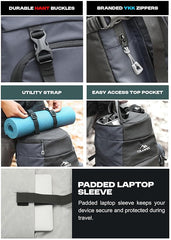 Wayfarer 80L Travel Backpack with Water-Resistant Fabric & Laptop Compartment – Grey