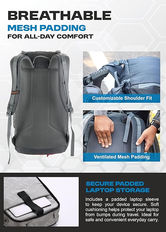 STEALTH 40L Backpack for Men and Women,with Rain Cover & Shoe Compartment - Grey