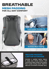 STEALTH 40L  Backpack for Men and Women,with Rain Cover & Shoe Compartment-Grey