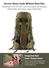 FUSION X 50 L internal frame Bag with Rain Cover and Shoe Compartment - Olive Green
