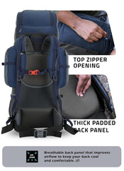 EXPEDITION 80L Rucksack with shoe compartment & Rain Cover - Navy Blue