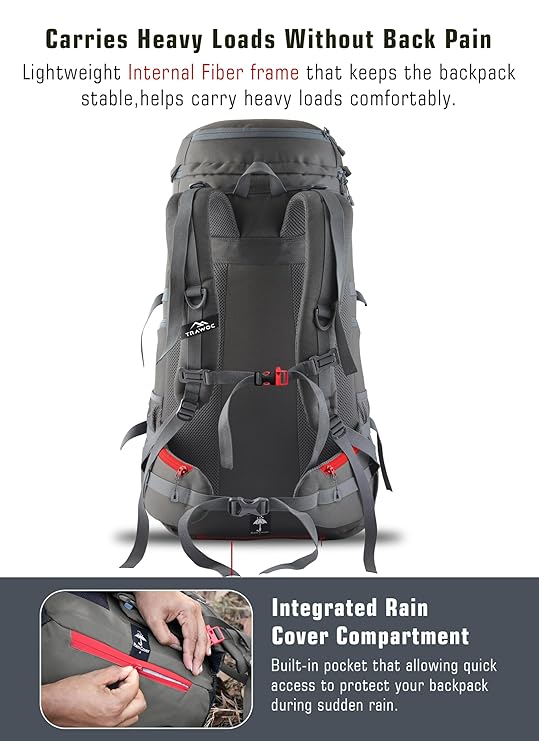FUSION X 50 L internal frame Bag with Rain Cover and Shoe Compartment - Grey