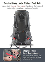 FUSION X 50 L internal frame Bag with Rain Cover and Shoe Compartment - Grey