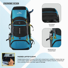 GRITMAX 55 L  Front & Top Open Backpack for Hiking Trekking  Bag for Men & Women with Rain Cover-Skyblue(clearance sale)