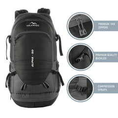 ALPHA 50 L  Water Resistant Daypack Bag for Cycling, trekking - Grey