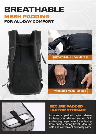 STEALTH 40L Backpack for Men and Women,with Rain Cover & Shoe Compartment - Black