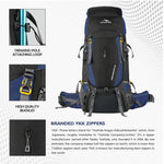 Terrabound 60 L Rucksack featuring Shoe Compartment & Durable Zippers - Navy Blue