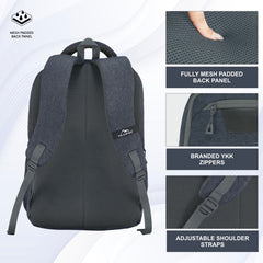 TPB04 - 30L Laptop Backpack   16-Inch Compartment, USB Charging Port -Ash blue