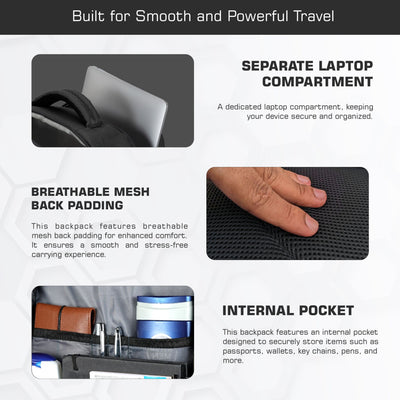 TPB03 - 30L office & Travel Bag with 16-Inch Laptop Compartment, Suitcase-Style Opening, USB Charging - Black