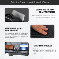 TPB03 - 30L  office & Travel Bag with 16-Inch Laptop Compartment, Suitcase-Style Opening, USB Charging - Black