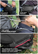 Peakpro 75 L Backpack featuring Laptop Compartment & with Shoe Compartment - Black