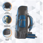 Vortex 60 L Travel Backpack with Laptop Compartment & Durable Zippers - English Blue