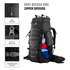 Triumph X 75 L Travel Backpack for Men & Women with Spacious Main Section & Shoe Compartment - Black (Clearance Sale)