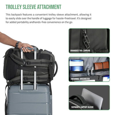 TPB01- 45L Laptop Bag  with Anti-Theft Lock, Expandable Storage, USB Charging, Suitcase-Style Opening - Grey